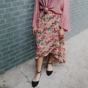 Floral High Low Skirt